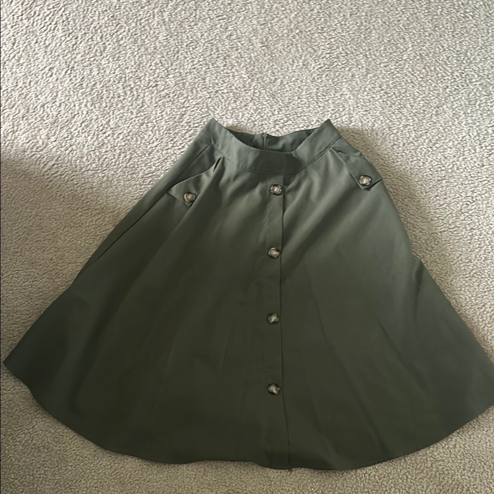 SHEIN Green Midi A-Line Skirt for Work